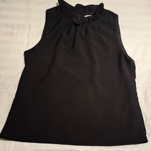 J. Crew Black Ruffle Neck Blouse crepe fabric. Size Small